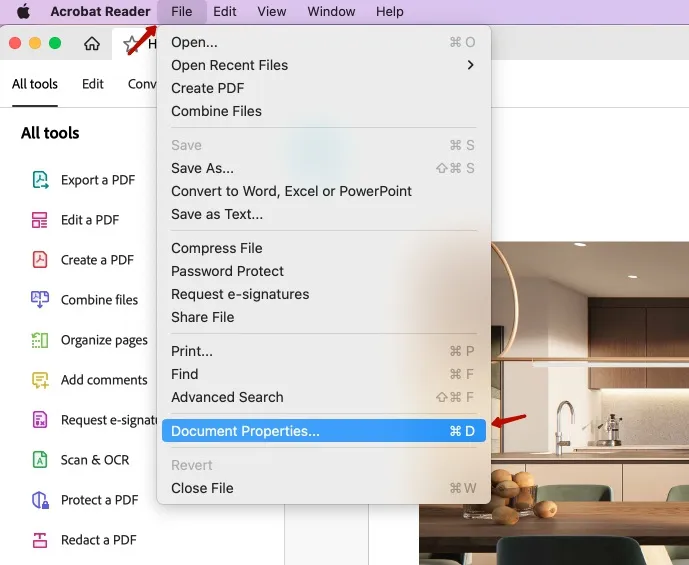 How to view PDF metadata in Adobe Acrobat
