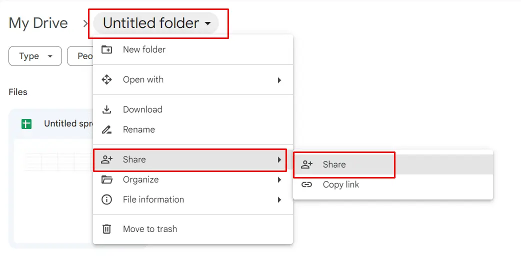 Sharing Files and Folders in Shared Drive