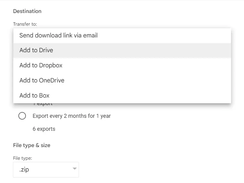 Using Google Takeout