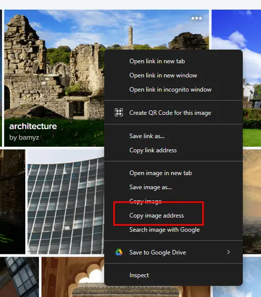 Get the URL of an Image