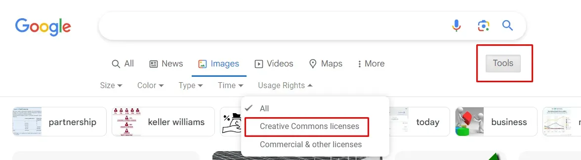Creative Commons licenses in Google Image Search