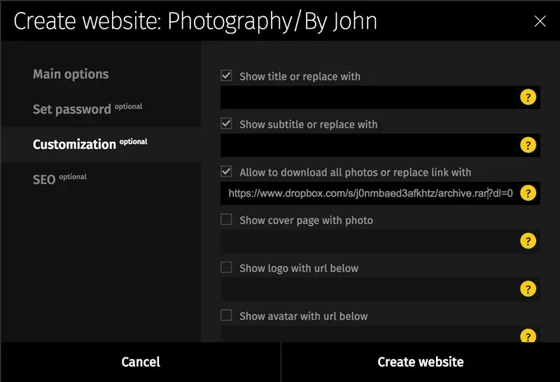 Website permission control