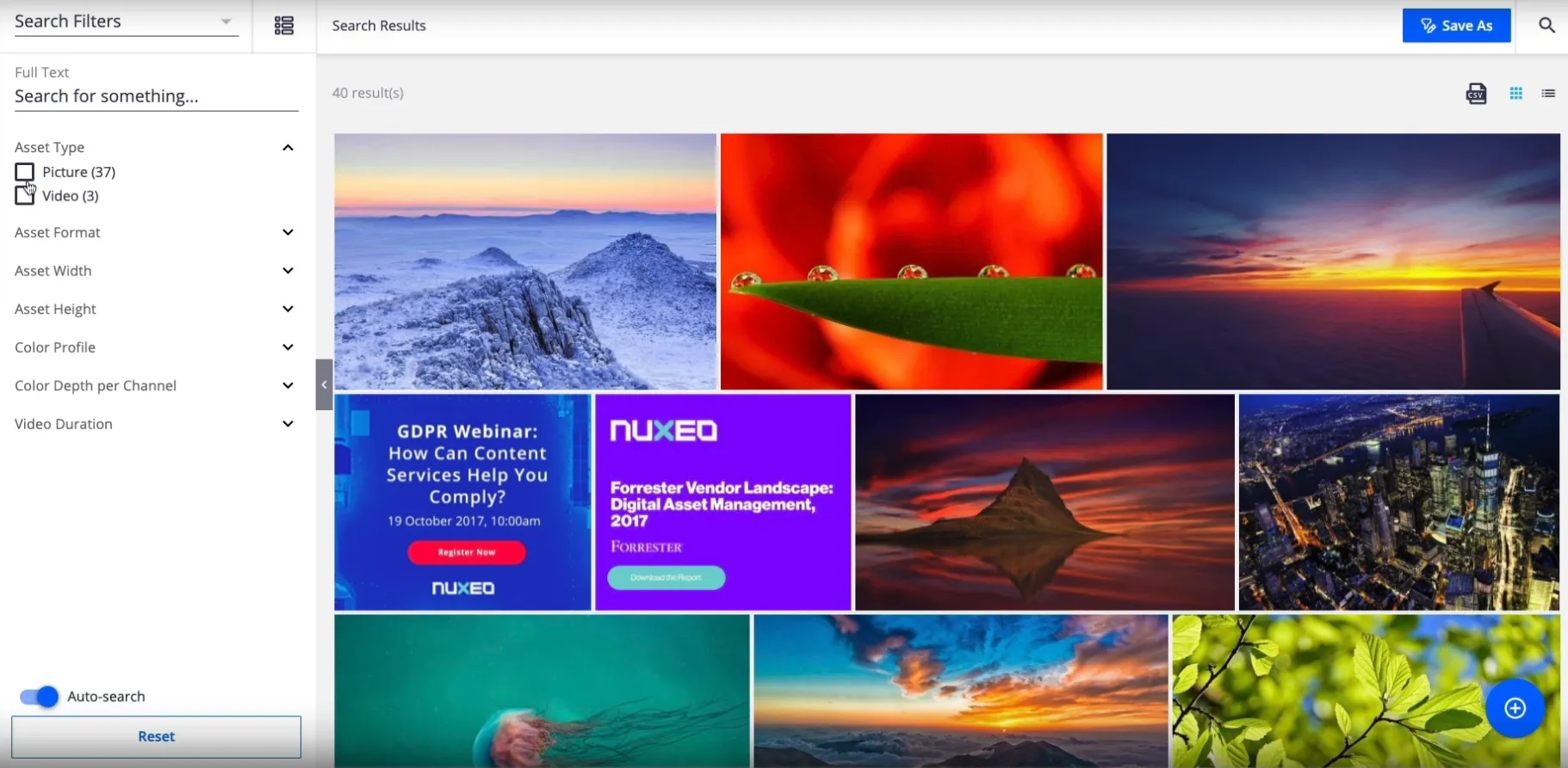 Bynder alternatives: Nuxeo interface