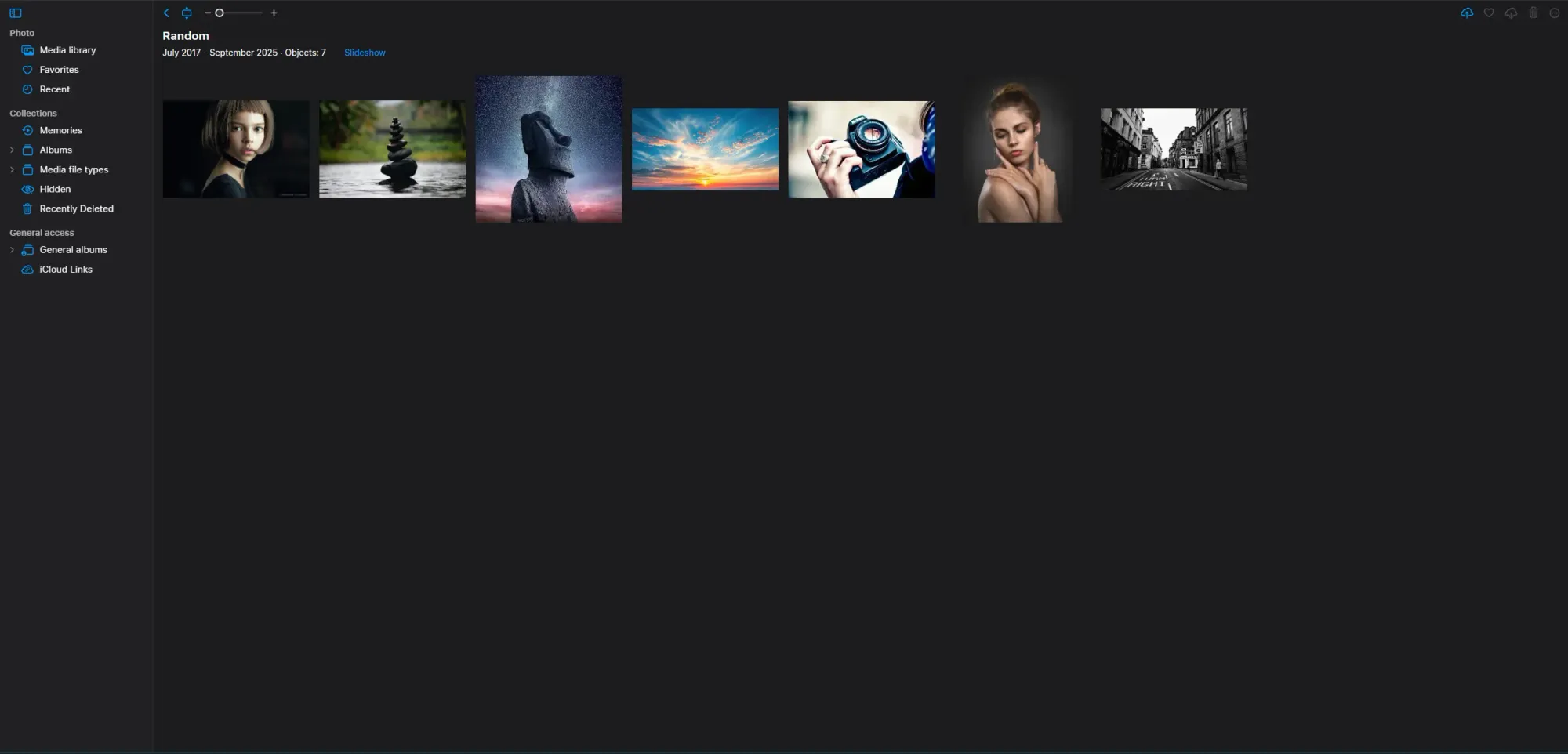 Screenshot of Apple Photos application dashboard