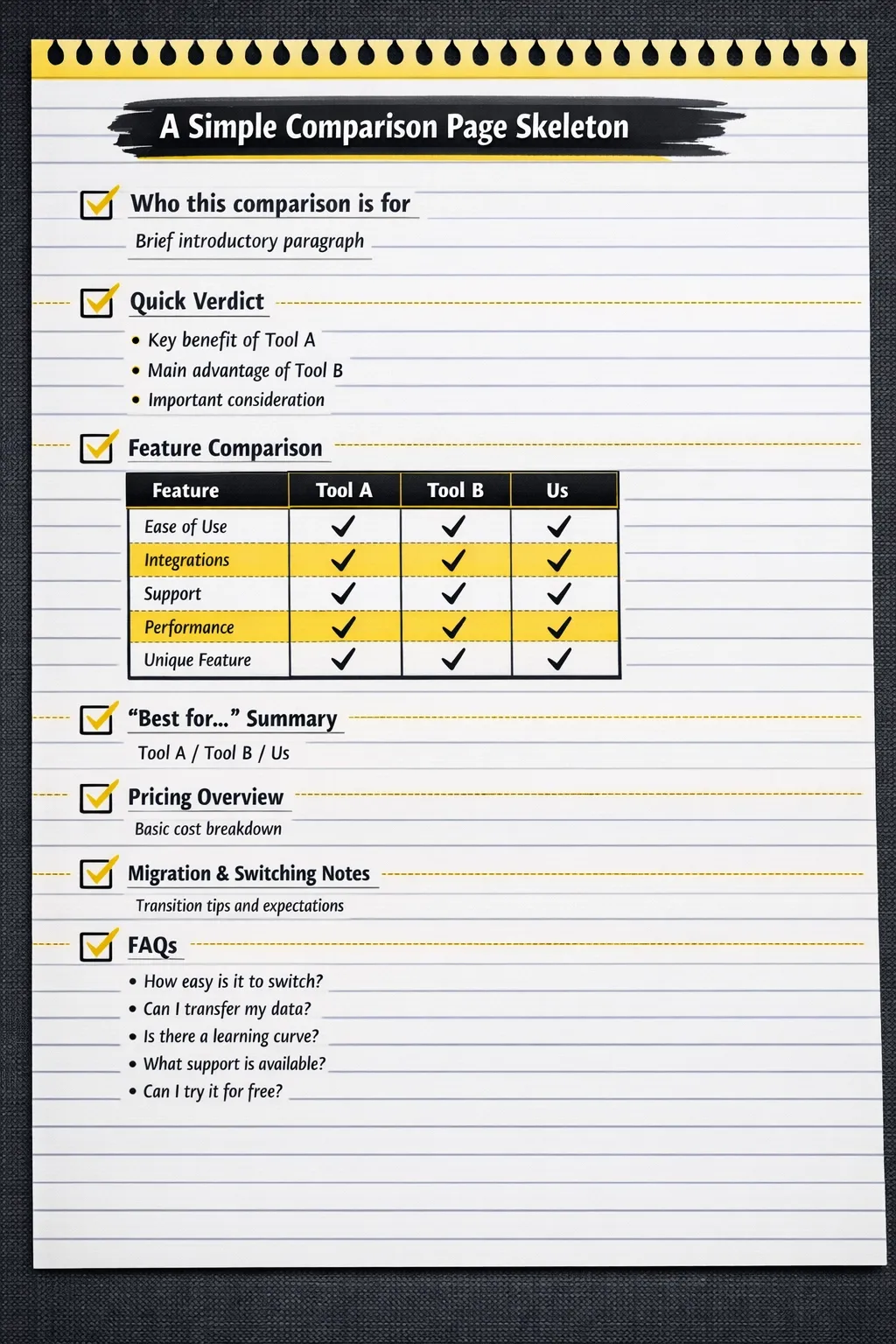 comparison table skeleton
