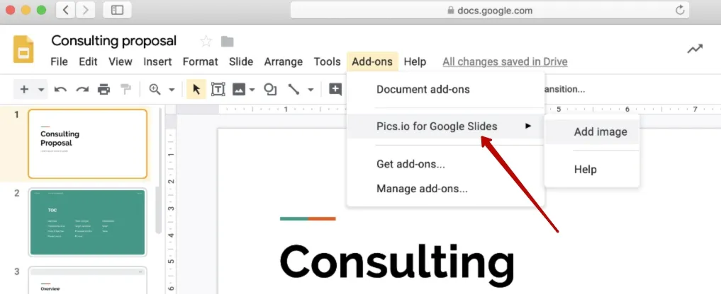 addon inside google docs