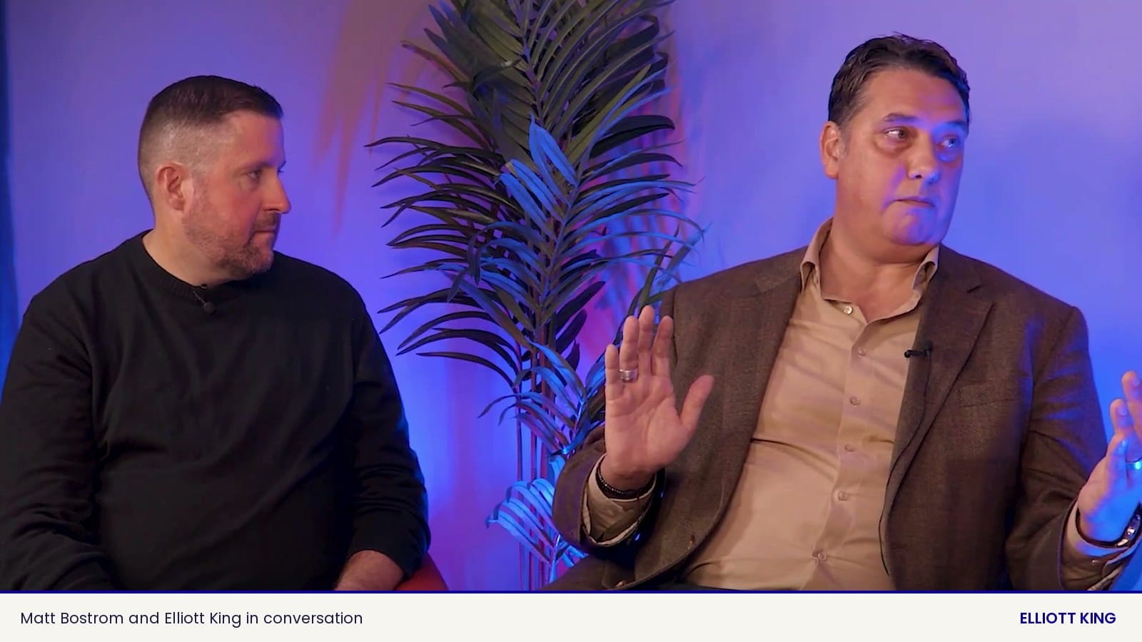 Matt Bostrom makes a point to Elliott King during their Affinity Podcast conversation on global marketing