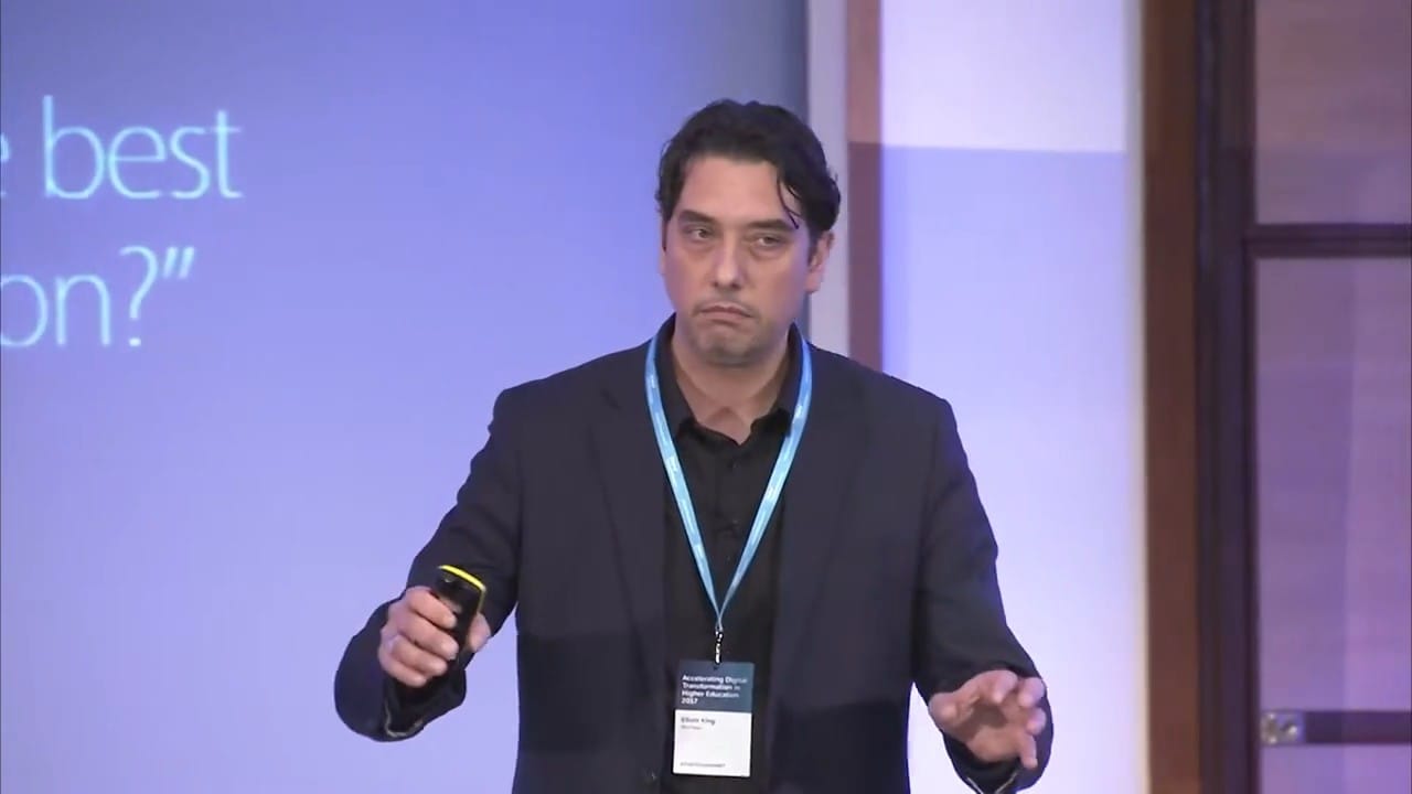 Elliott King at Accelerating Digital Transformation in Higher Education, 2017 Elliott King speaking at the Accelerating Digital Transformation in Higher Education event in 2017
