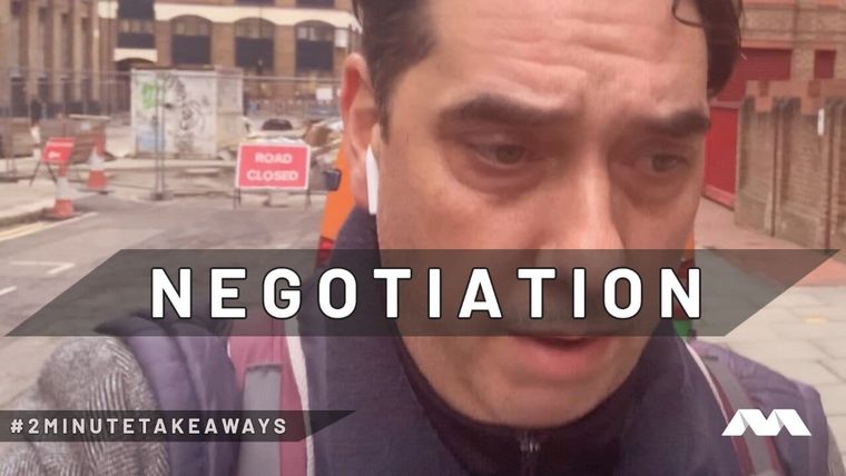 Elliott King talks to camera on a closed-off street past roadworks, under a NEGOTIATION caption.