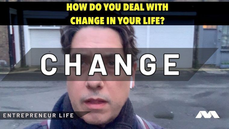 Elliott King films himself on a shuttered street for an Entrepreneur Life video thumbnail captioned CHANGE.