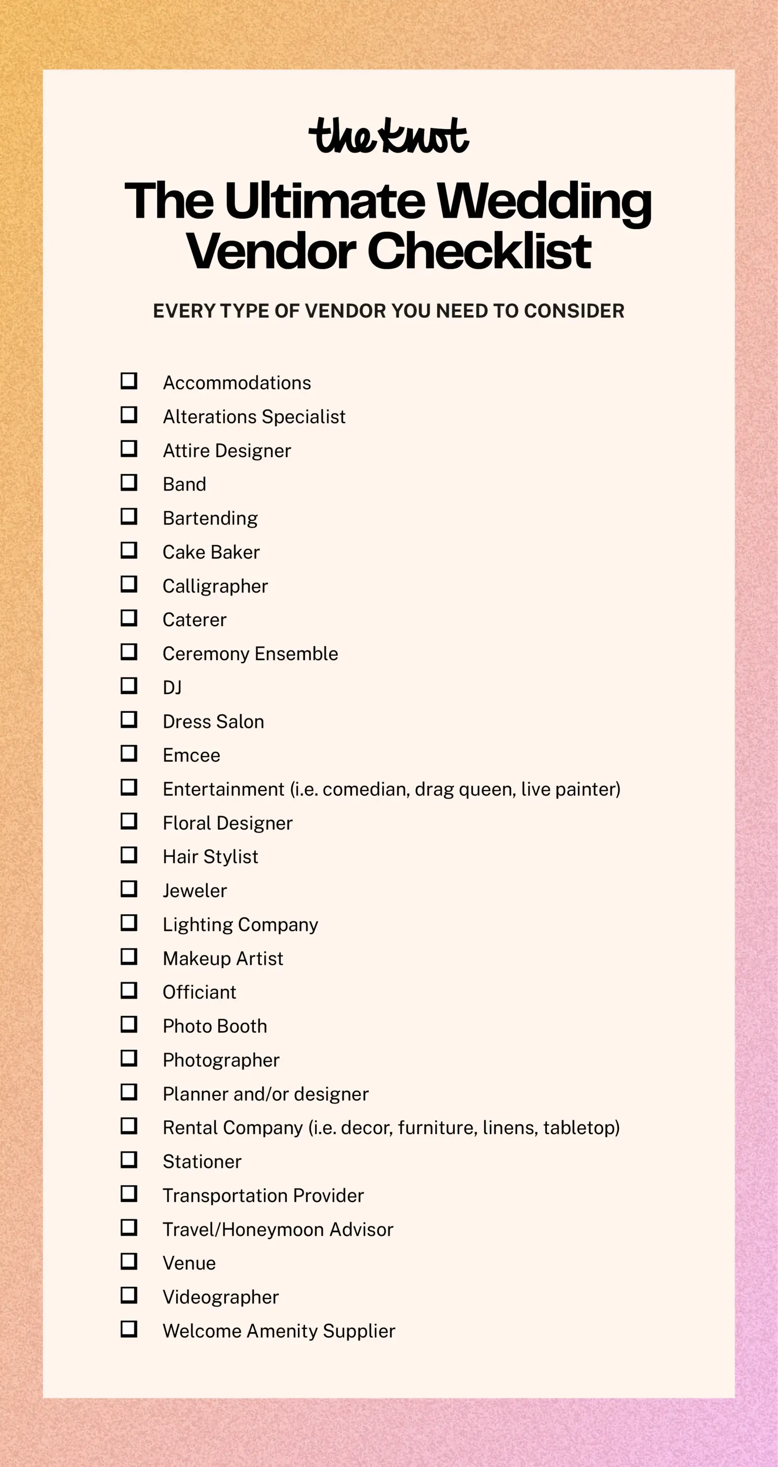 source: https://www.theknot.com/content/wedding-vendor-checklist