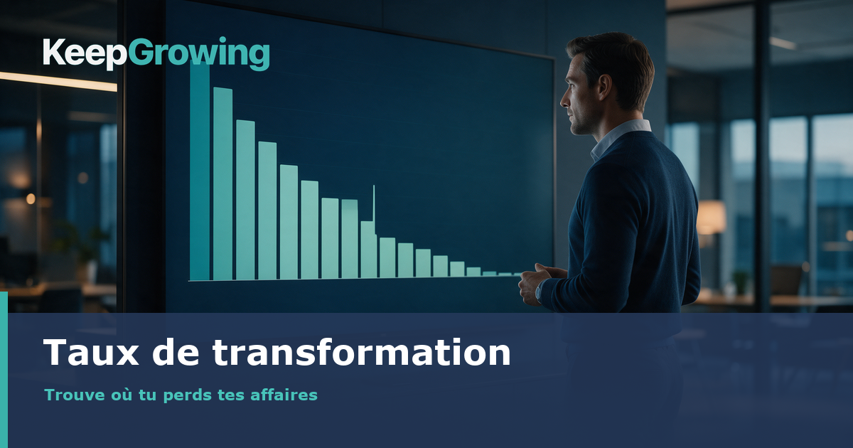 Taux de transformation commercial, graphique des étapes du cycle de vente avec une chute nette