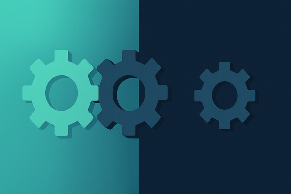 Business partner vs consultant commercial — illustration abstraite engrenages Keep Growing