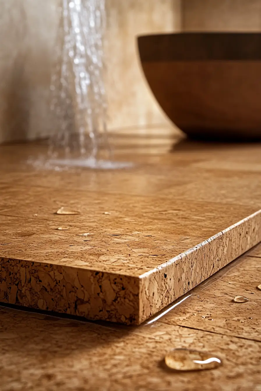 Close-up of eco-friendly cork flooring