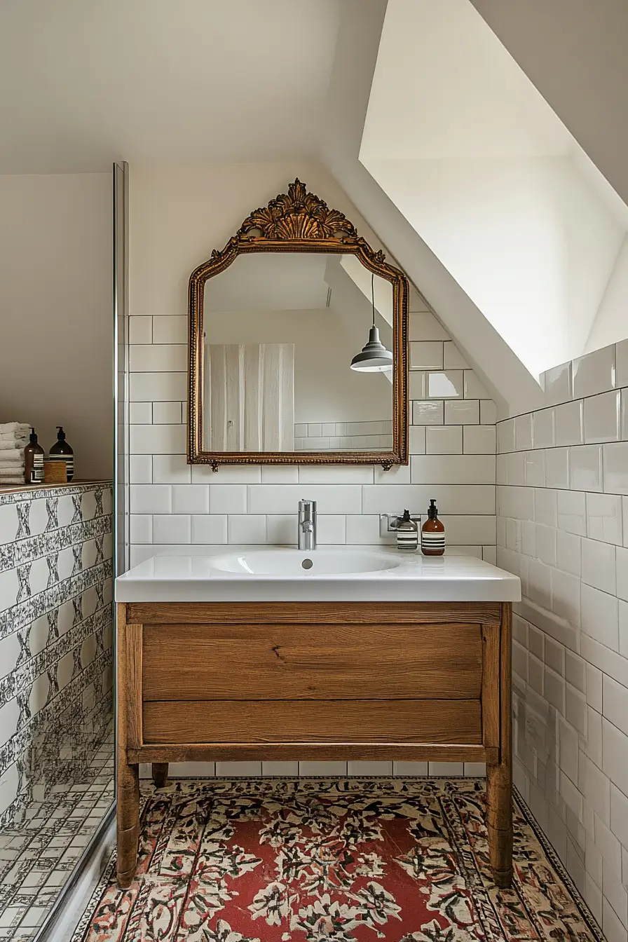 Small bathroom with a big mirror