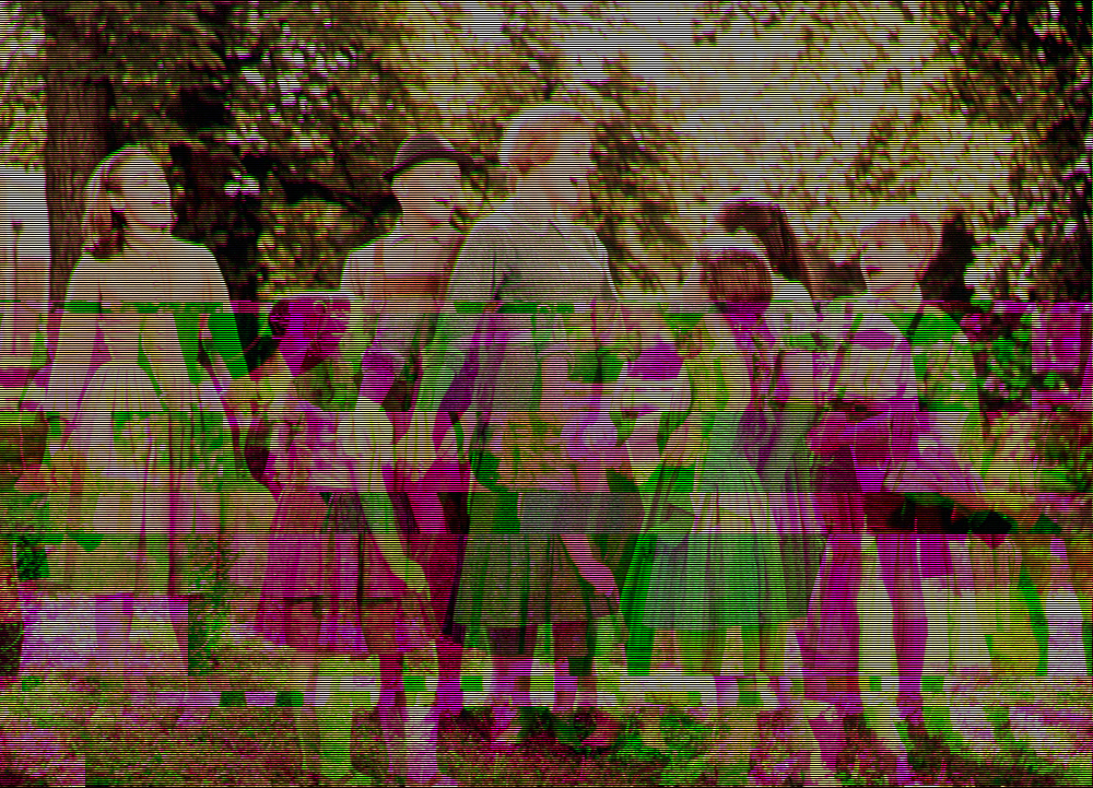 Un gruppo di bambini con la loro istitutrice. Scena dal film "The sound of music"
