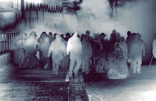 Una manifestazione anarchica al Brennero.