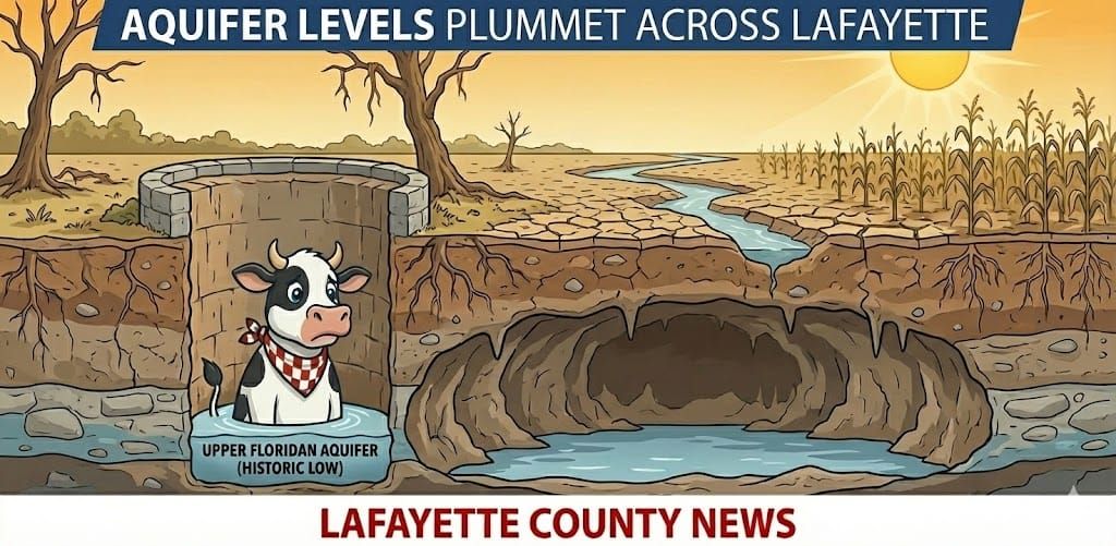THE SUWANNEE’S SILENT STRUGGLE: AQUIFER LEVELS PLUMMET ACROSS LAFAYETTE COUNTY
