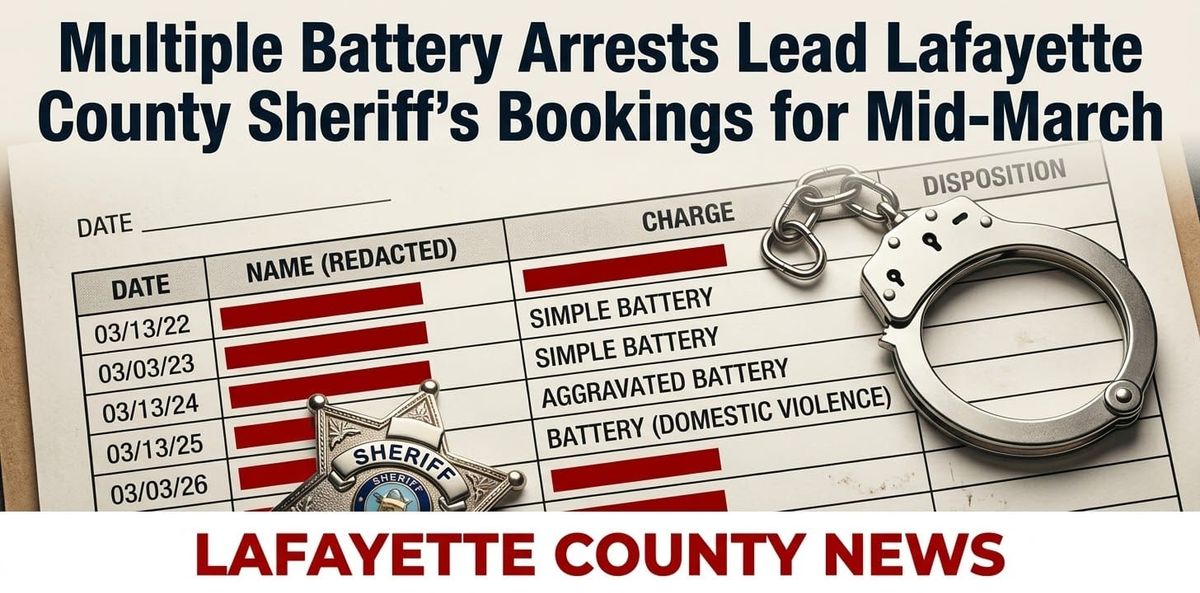 Multiple Battery Arrests Lead Lafayette County Sheriff’s Bookings for Mid-March