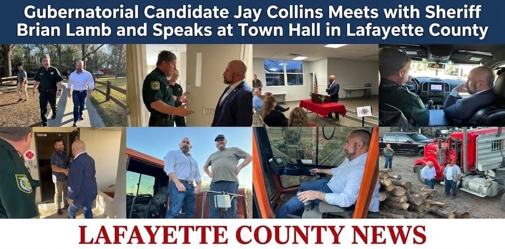 Gubernatorial Candidate Jay Collins Meets with Sheriff Brian Lamb and Speaks at Town Hall in Lafayette County