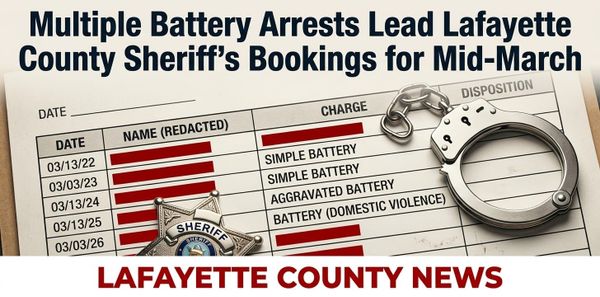 Multiple Battery Arrests Lead Lafayette County Sheriff’s Bookings for Mid-March