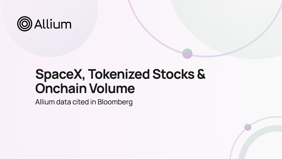 Bloomberg Cites Allium Data on SpaceX Pre-IPO Tokenized Stock Volume