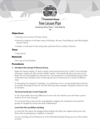 Introducing Literary Theory Free Lesson Plan Introducing Literary Theory Free Lesson Plan