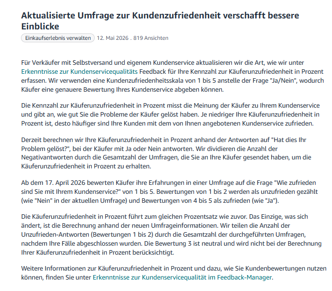 Amazon Kundenservice 1-5 Skala