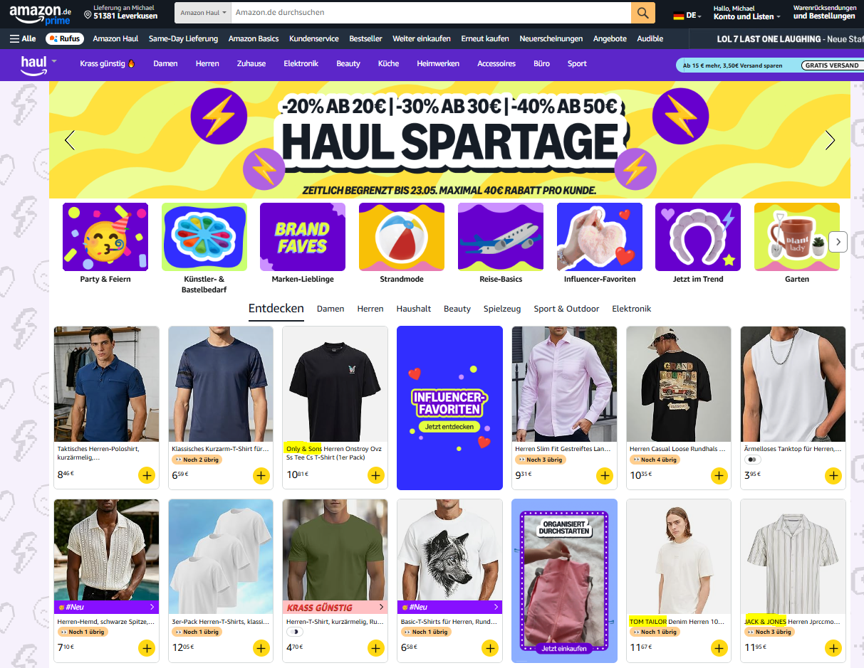 Amazon Haul Fashion Brands