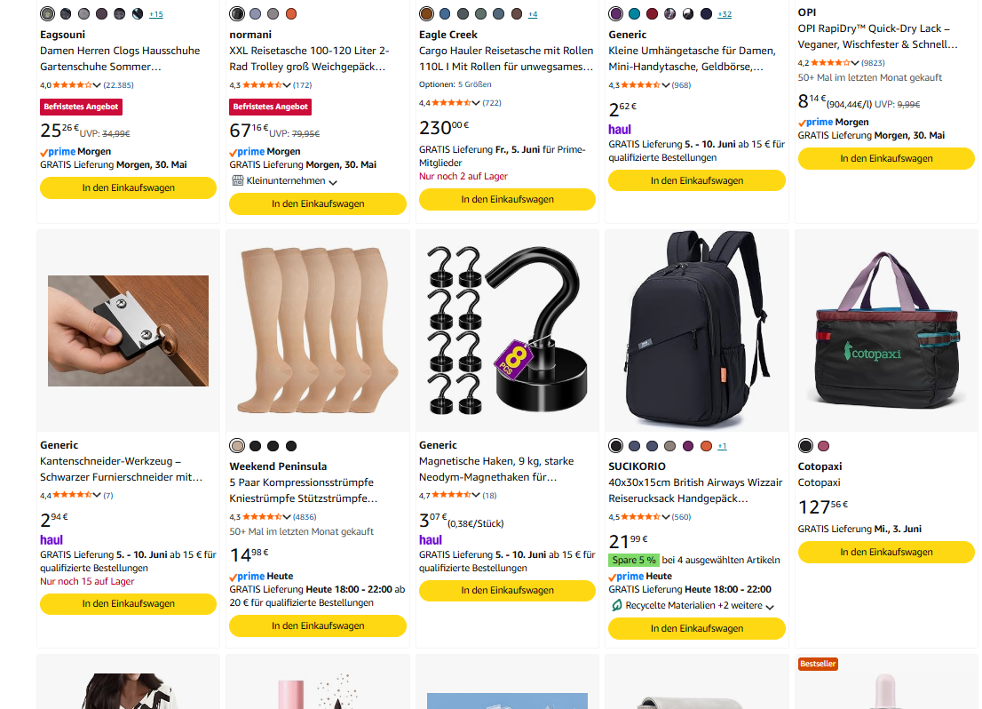 Amazon Haul Produktdetailsuche