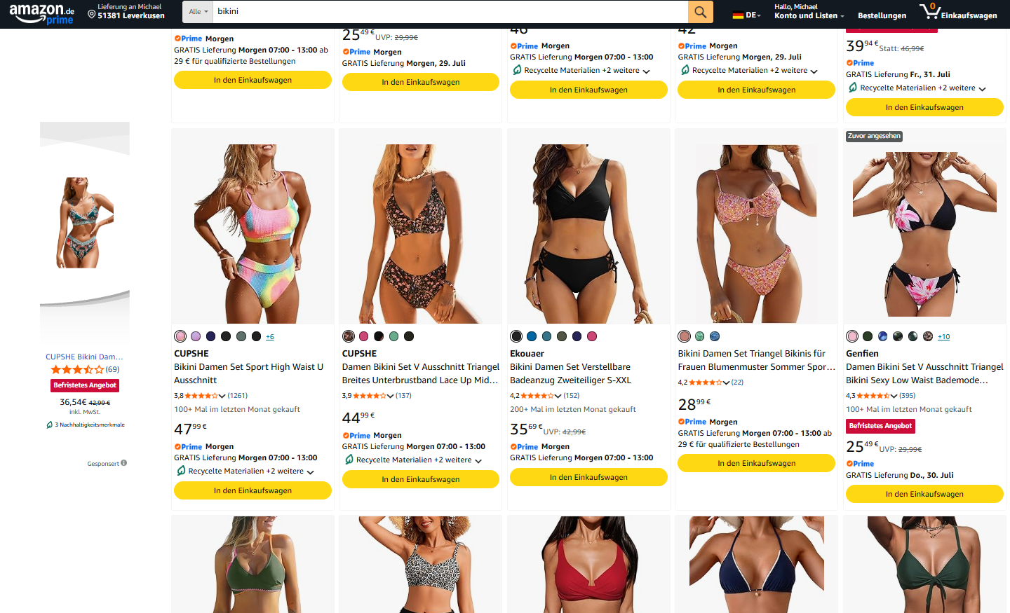 Bikini-Suche: uneinheitlicher Rollout