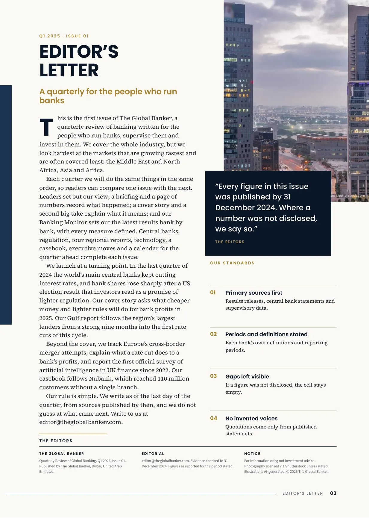 TGB Magazine Q1 2025, Issue 01, page 3: Editor’s letter