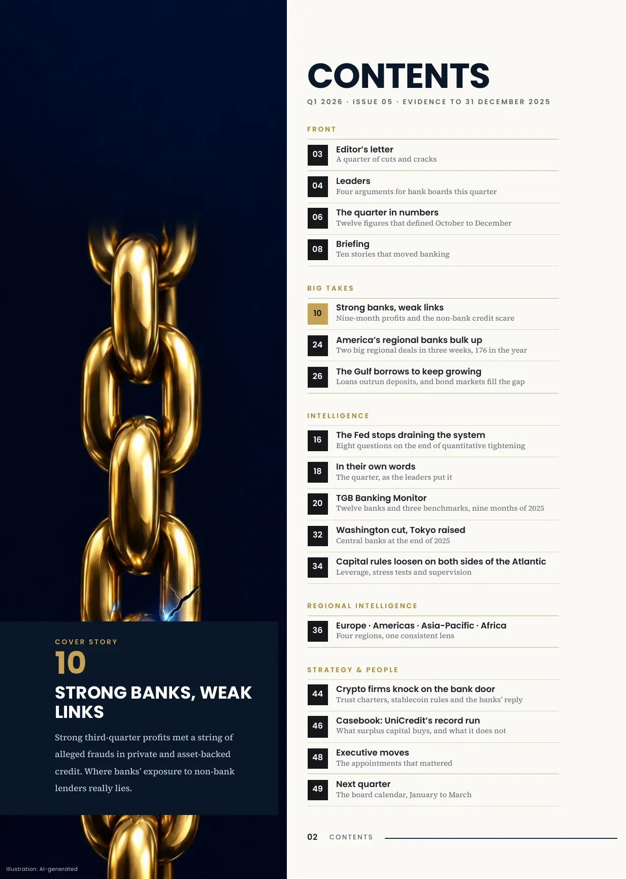 TGB Magazine Q1 2026, Issue 05, page 2: Contents