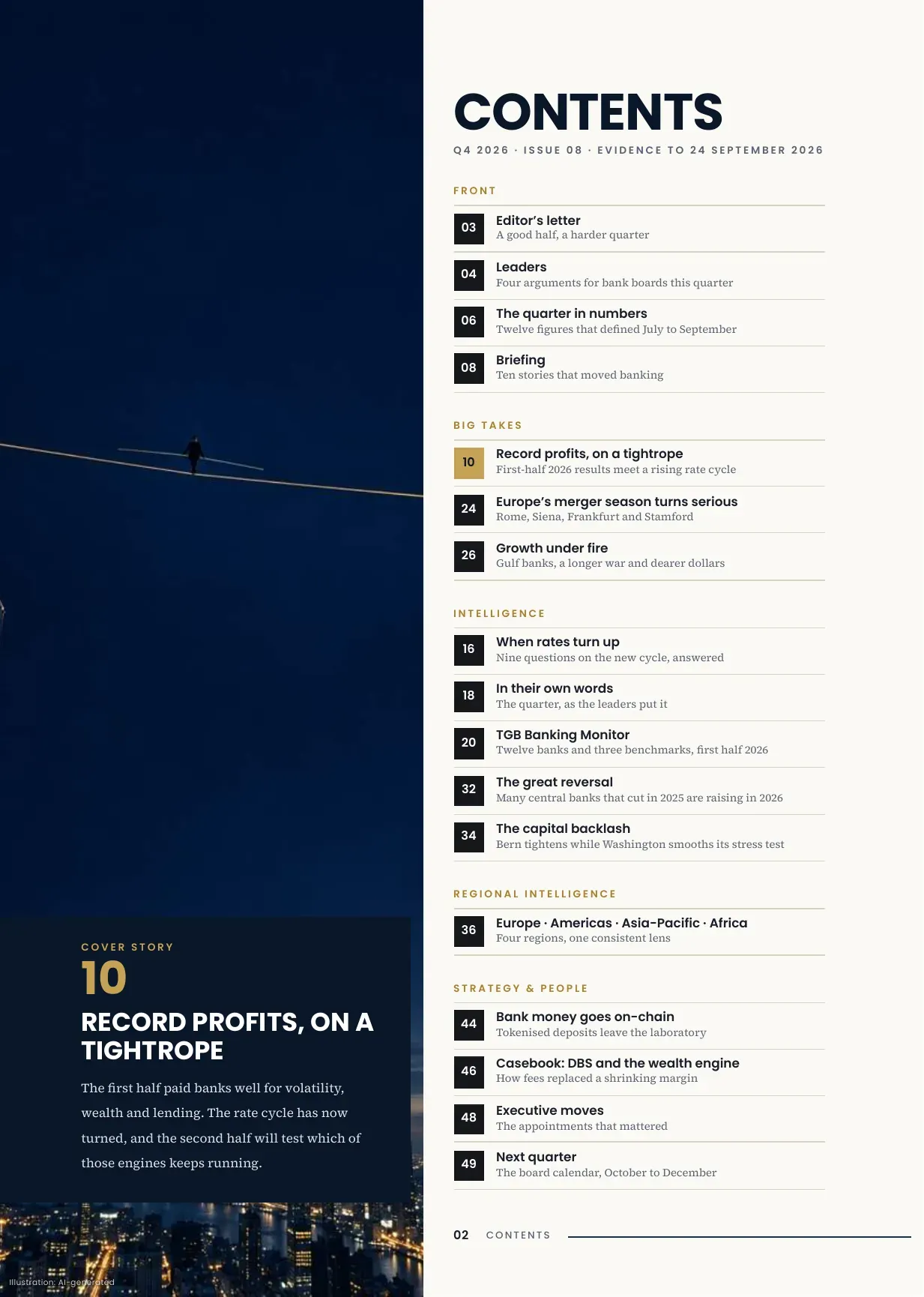 TGB Magazine Q4 2026, Issue 08, page 2: Contents