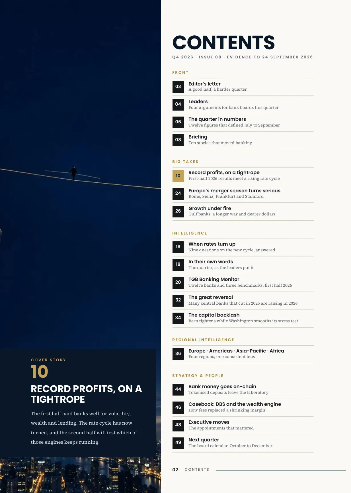 TGB Magazine Q4 2026, Issue 08, page 2: Contents