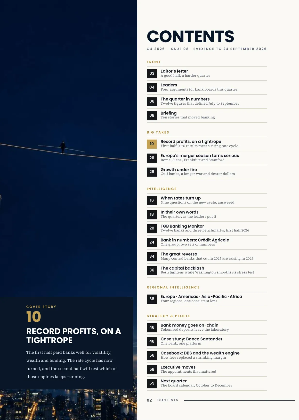 TGB Magazine Q4 2026, Issue 08, page 2: Contents