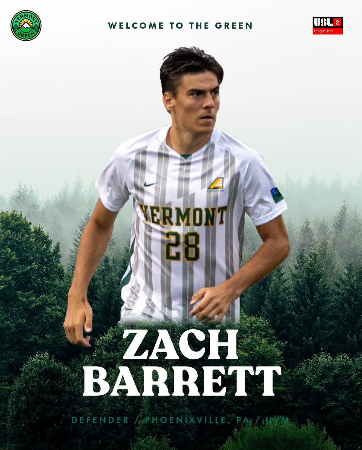 Vermont Green FC Signs University of Vermont Center Back Post feature image