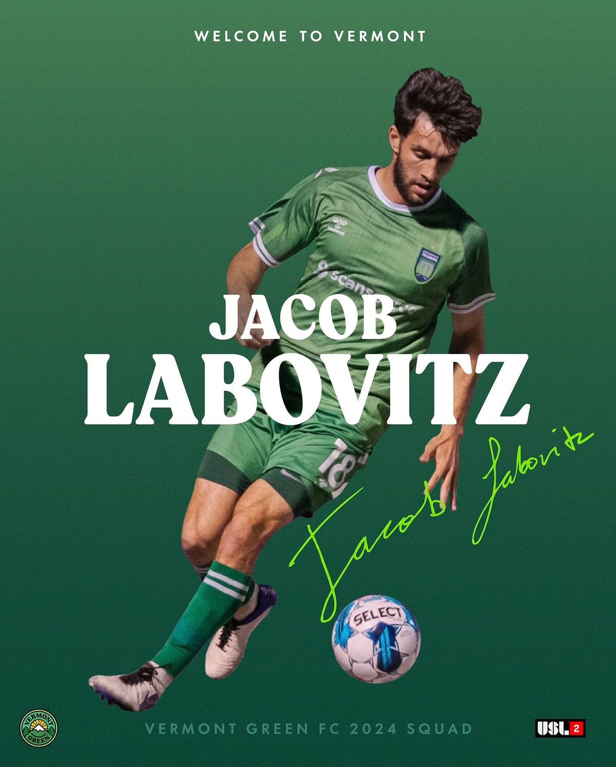 Vermont Green Signs USL League One Forward Post feature image