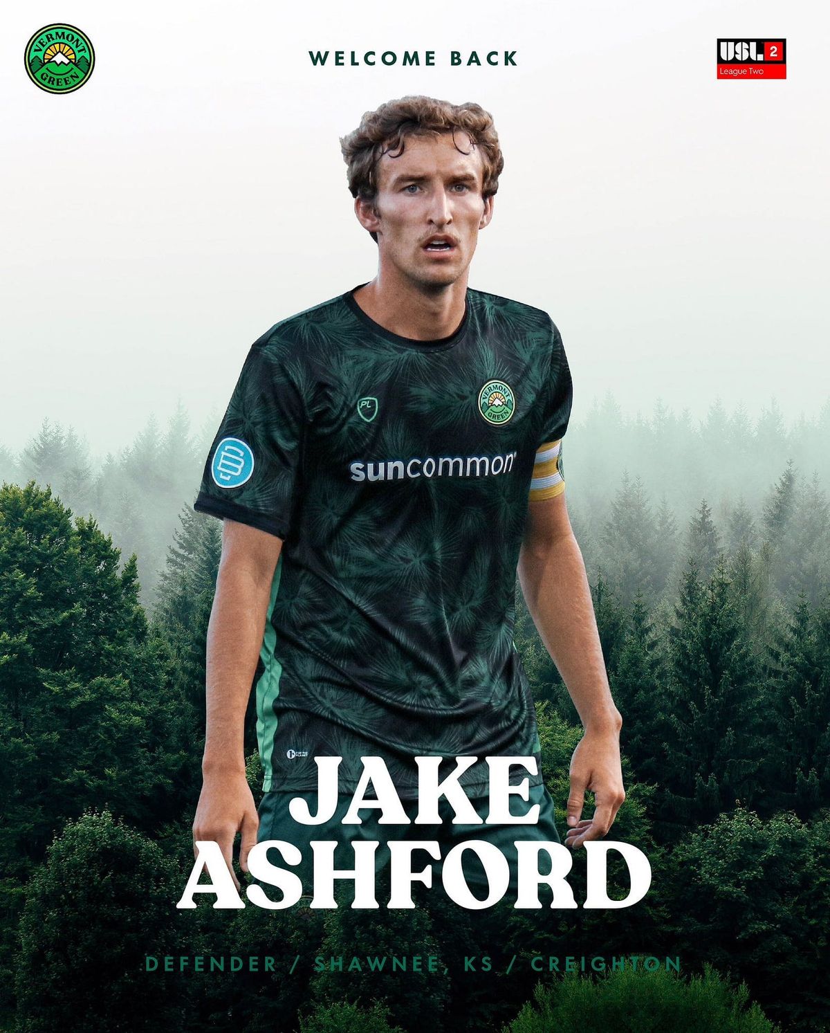 Vermont Green FC Captain Jake Ashford Returns for 2023 USL League Two Season Post feature image