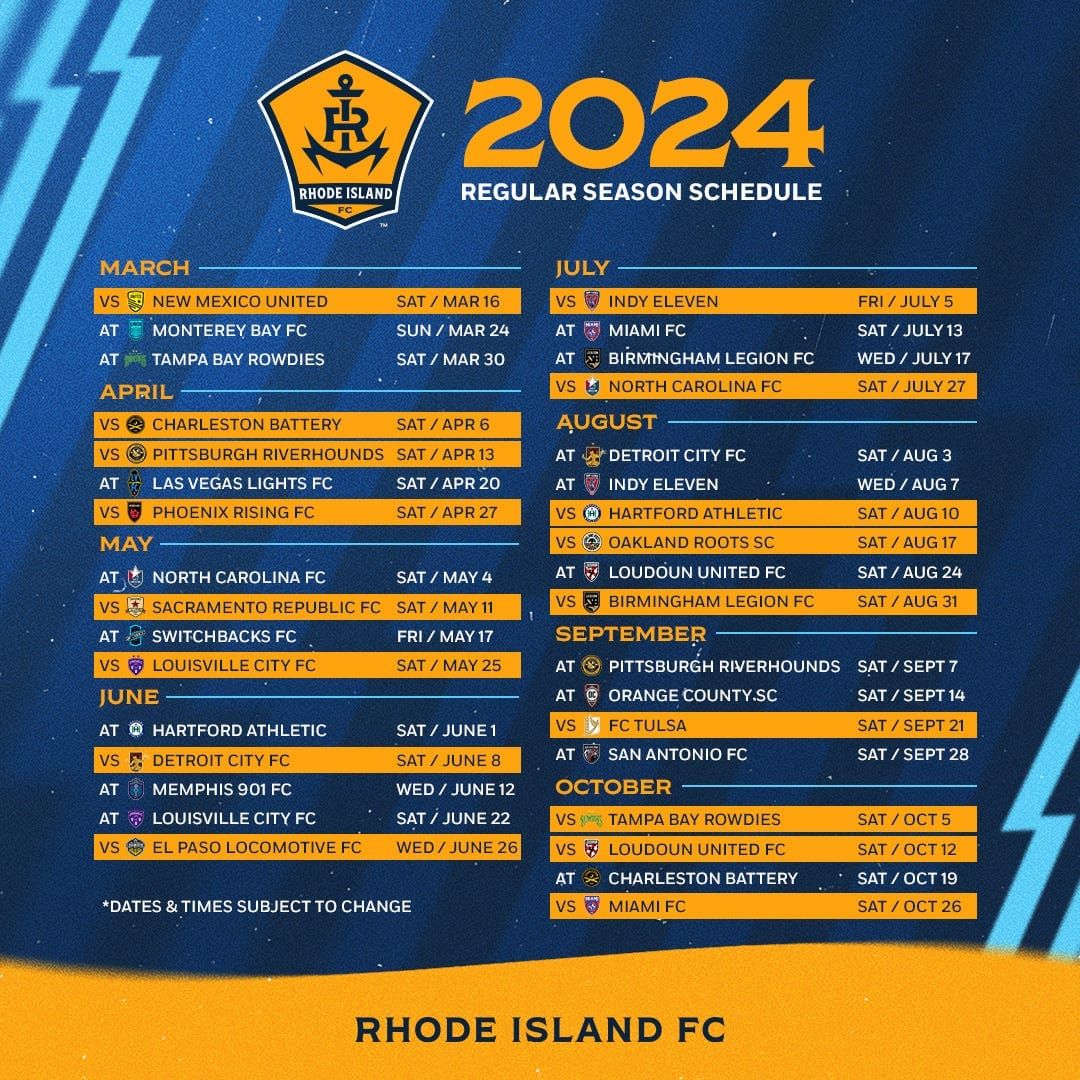 Rhode Island FC Announces Inaugural Schedule Post feature image