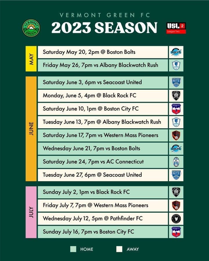 Vermont Green FC Releases 2023 Schedule Post feature image