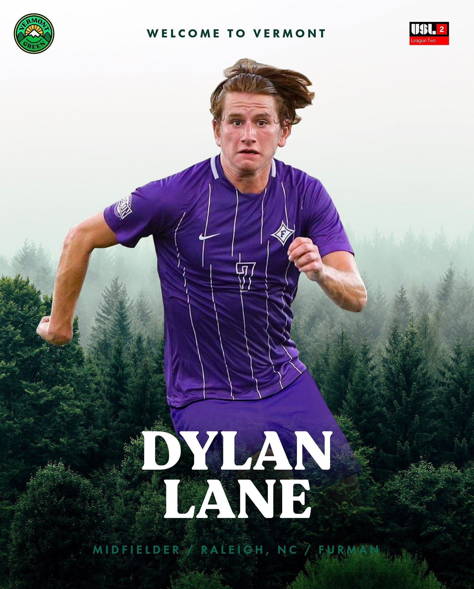 Vermont Green FC Sign Dylan Lane Post image