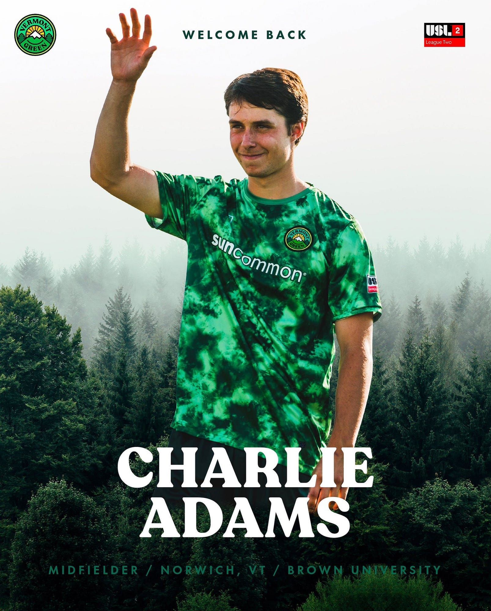Vermont’s own Charlie Adams returning to Vermont Green FC in 2023 Post feature image
