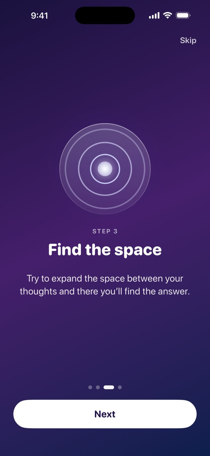 Find the space between your thoughts.