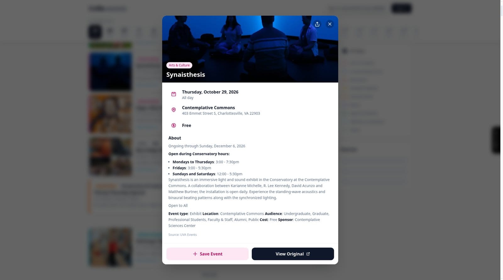 Open an event without leaving the list.