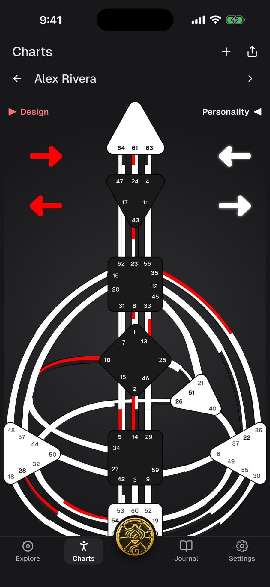 Your bodygraph, drawn natively.