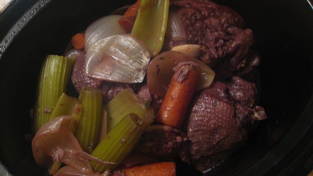 Coq au Vin, cooked seed-oil-free with traditional fats