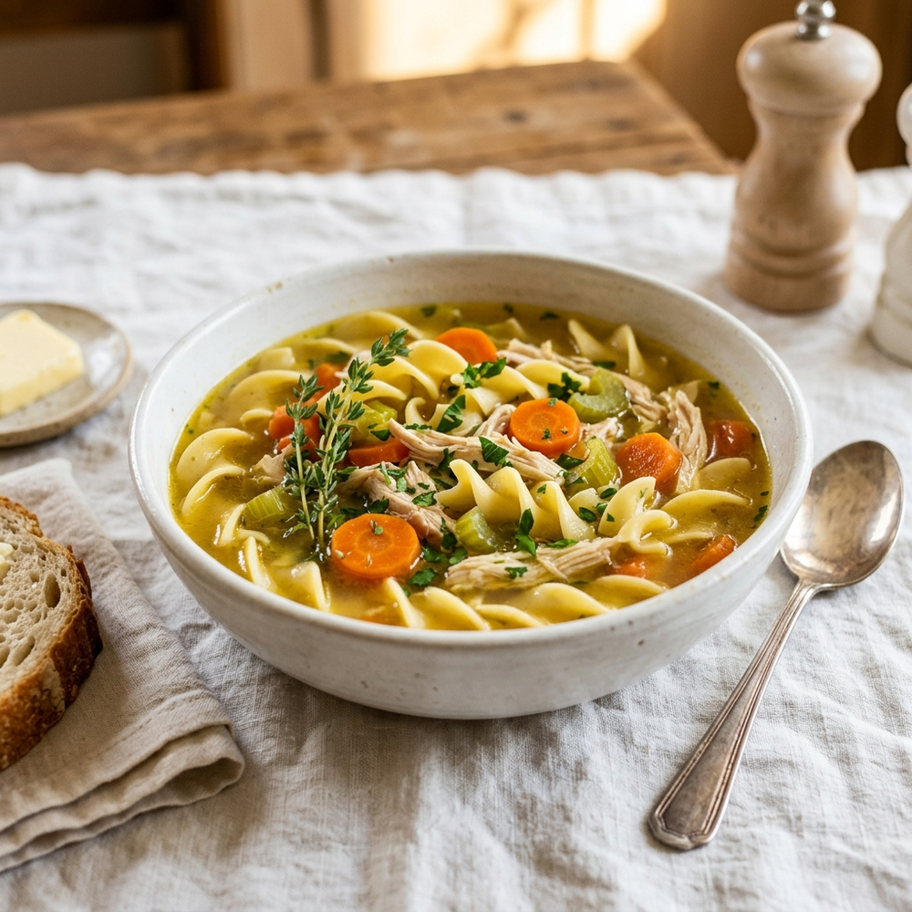 Traditional Chicken Noodle Soup in Grass-Fed Butter — Seed Oil Free