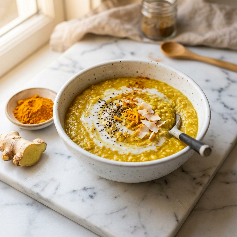 Turmeric Golden Milk Porridge with Coconut Oil — Ayurvedic Breakfast