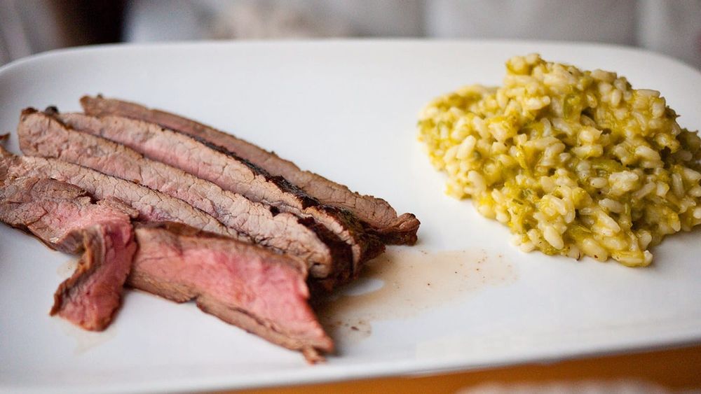 Sliced steak with whole-food sides — photo for the seed-oil-free guide: The Seed Oil Free Diet